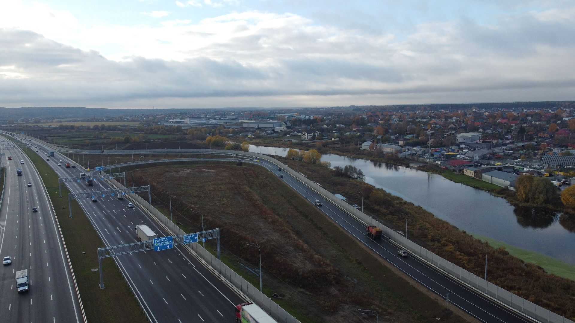 видео с коптера, строительство, дороги,