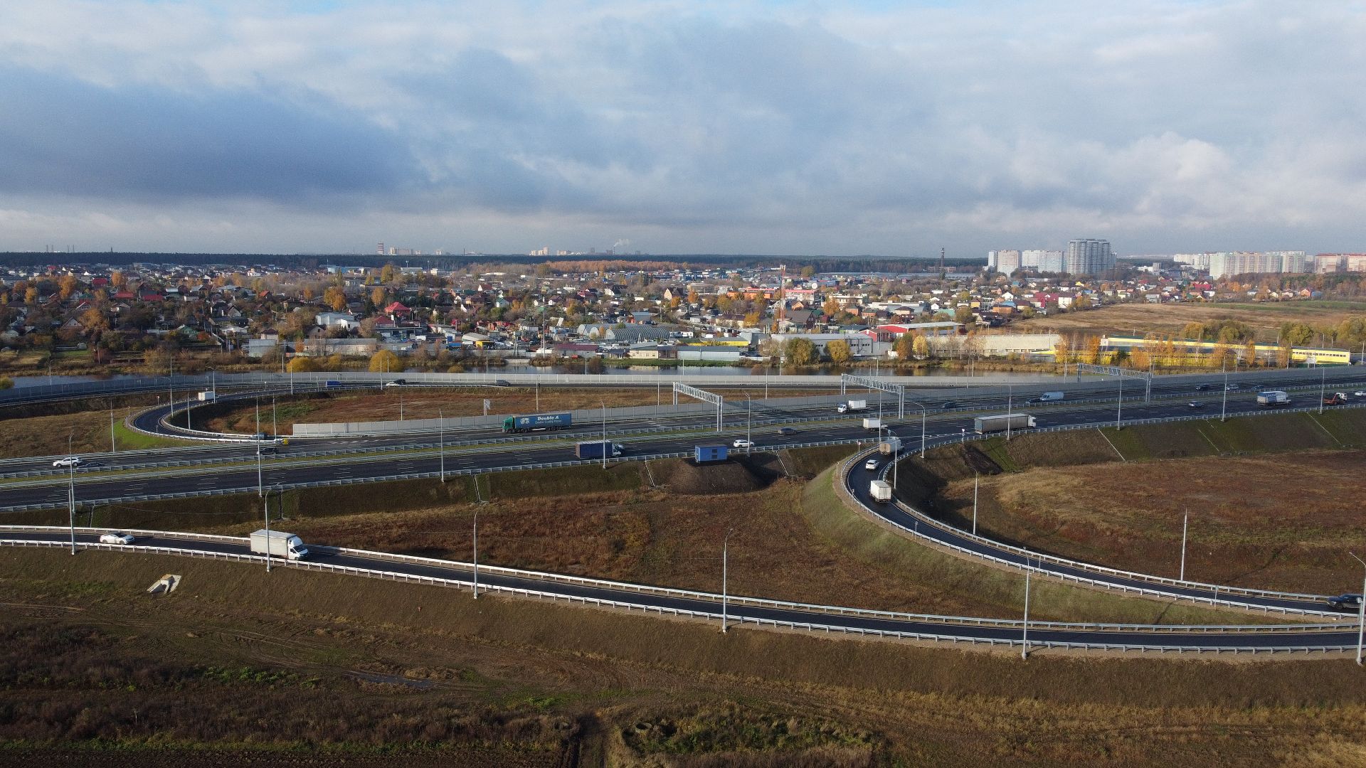 видео с коптера, строительство, дороги,