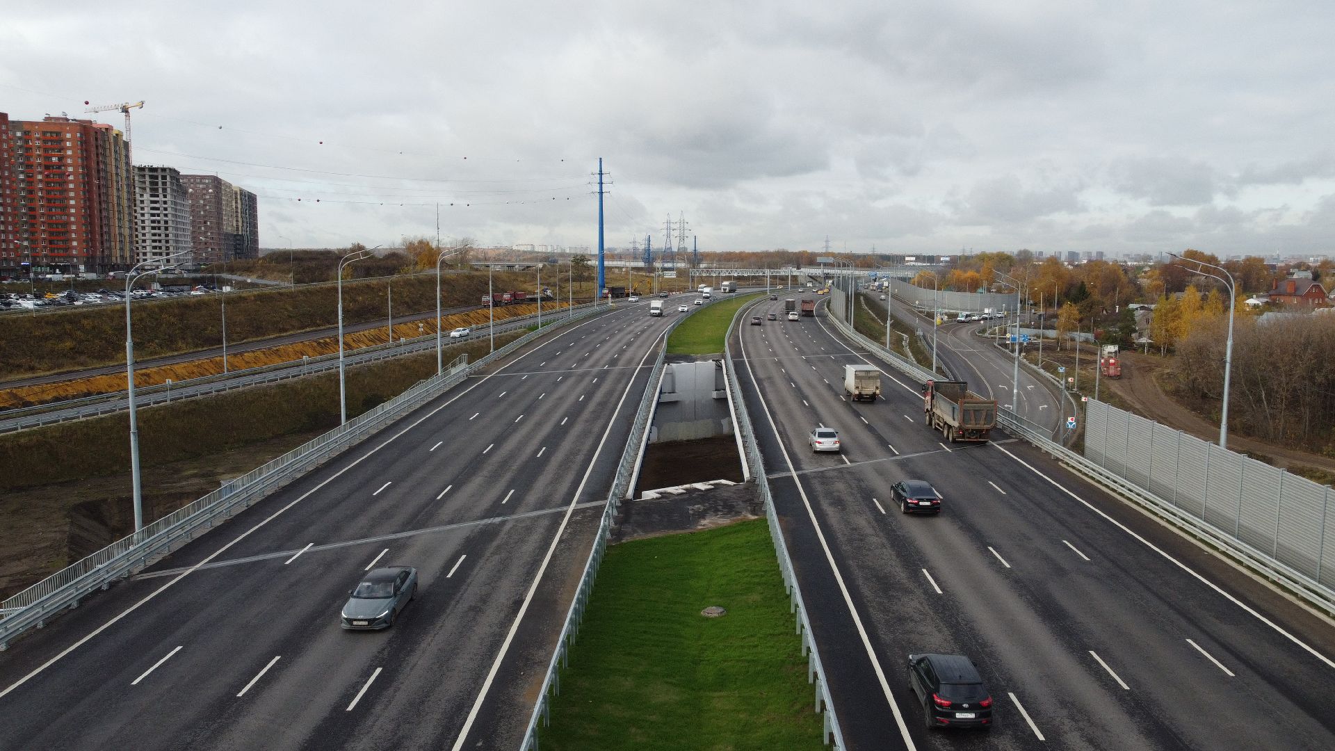 видео с коптера, строительство, дороги,