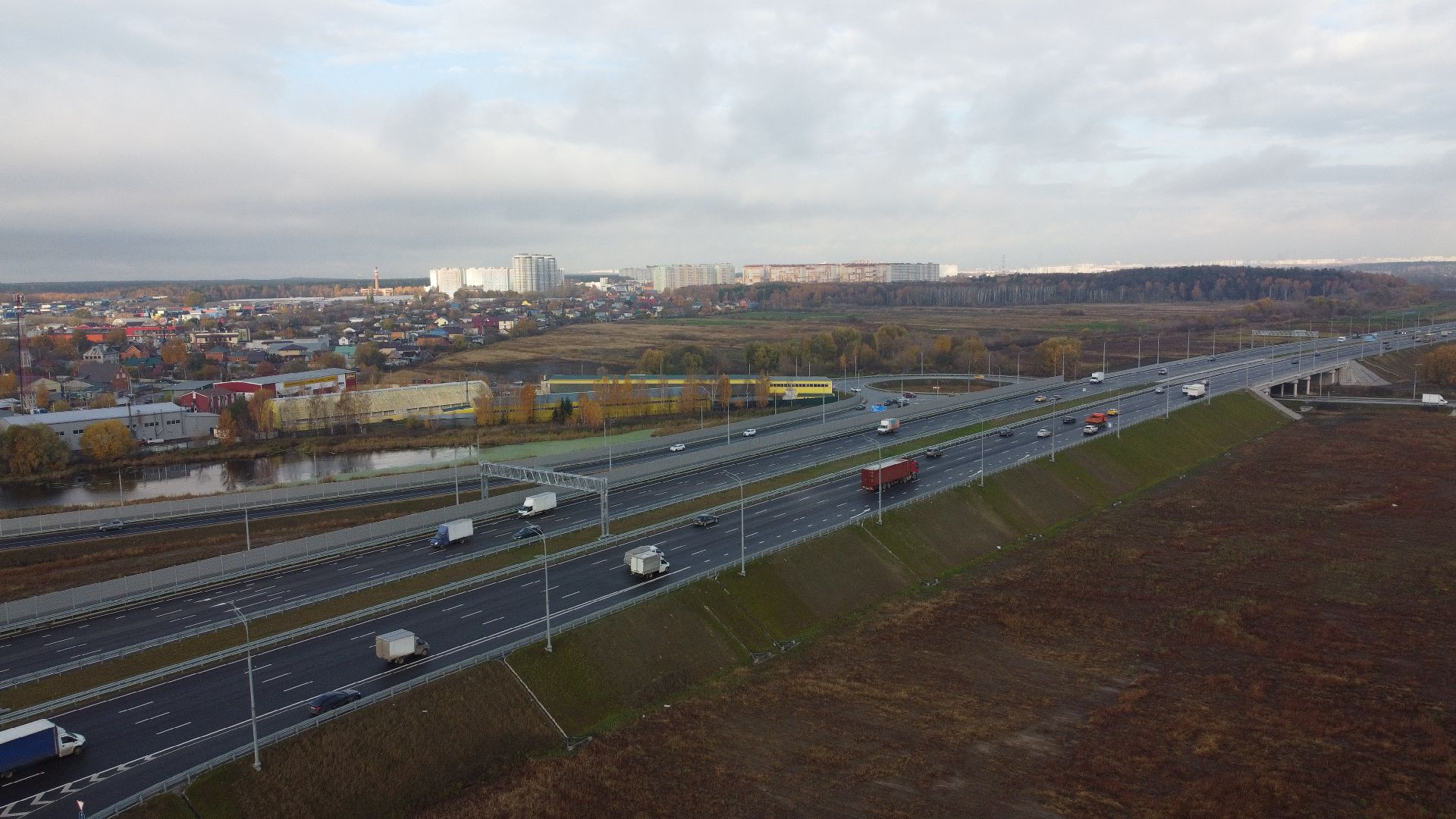 видео с коптера, строительство, дороги,