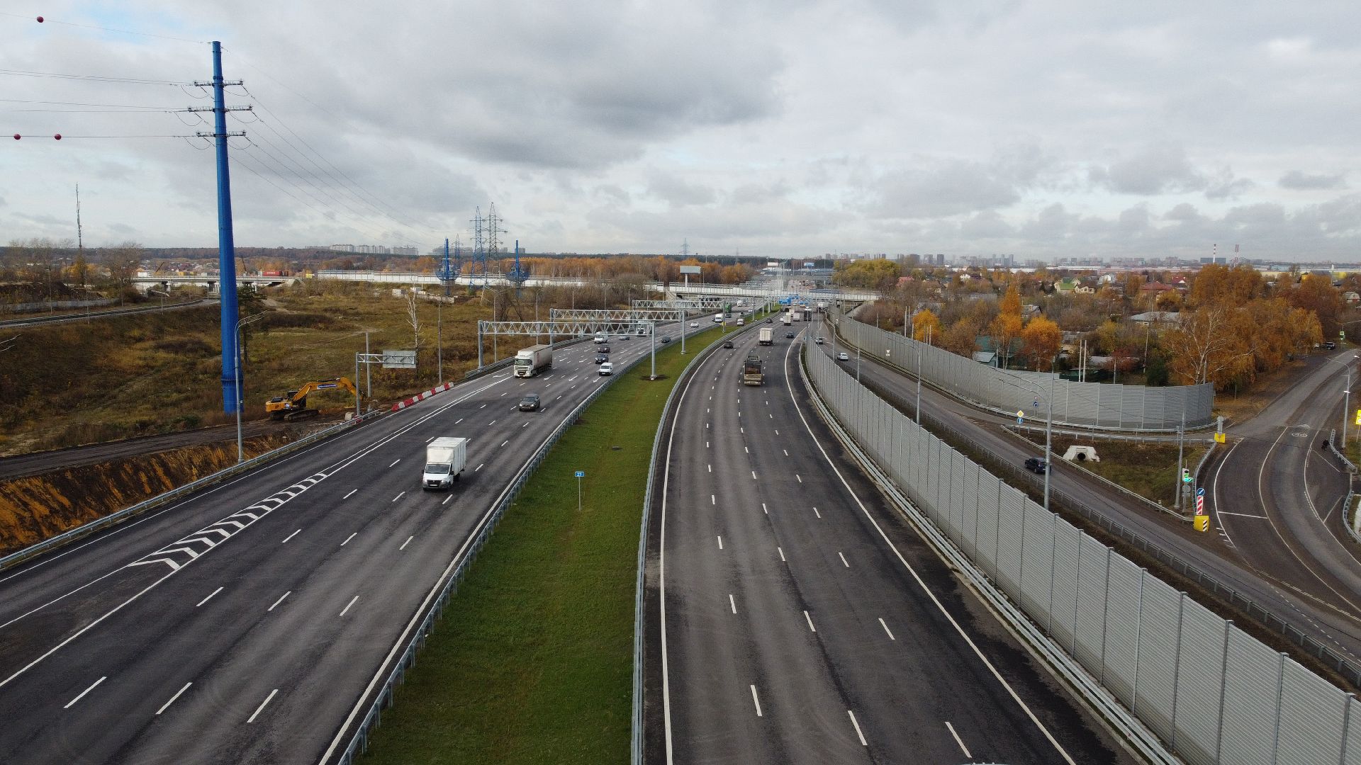 видео с коптера, строительство, дороги,