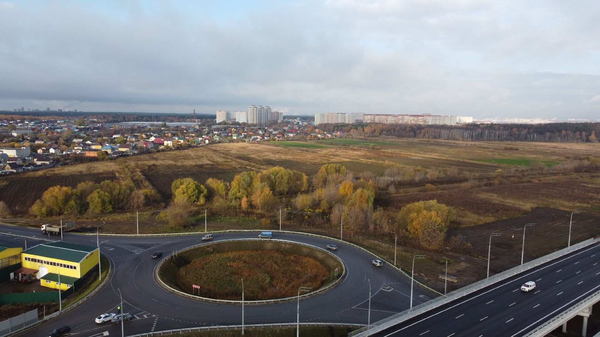 видео с коптера, строительство, дороги,