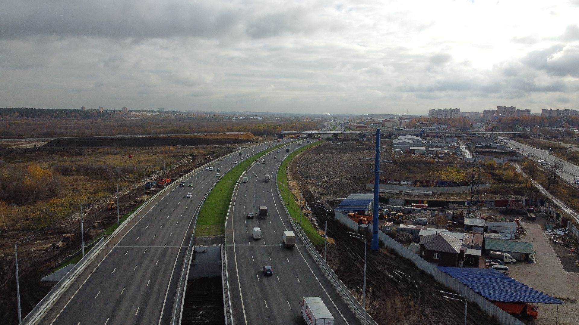 видео с коптера, строительство, дороги,