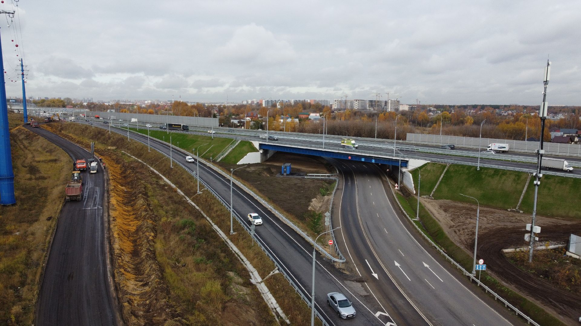 видео с коптера, строительство, дороги,