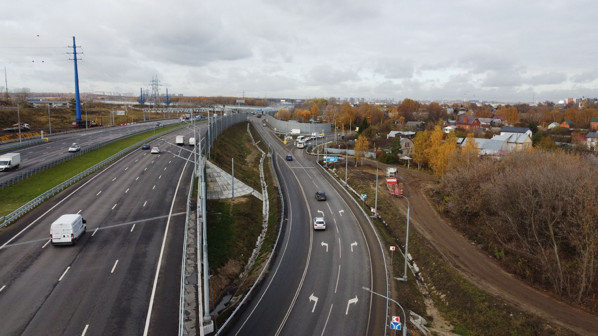 видео с коптера, строительство, дороги,
