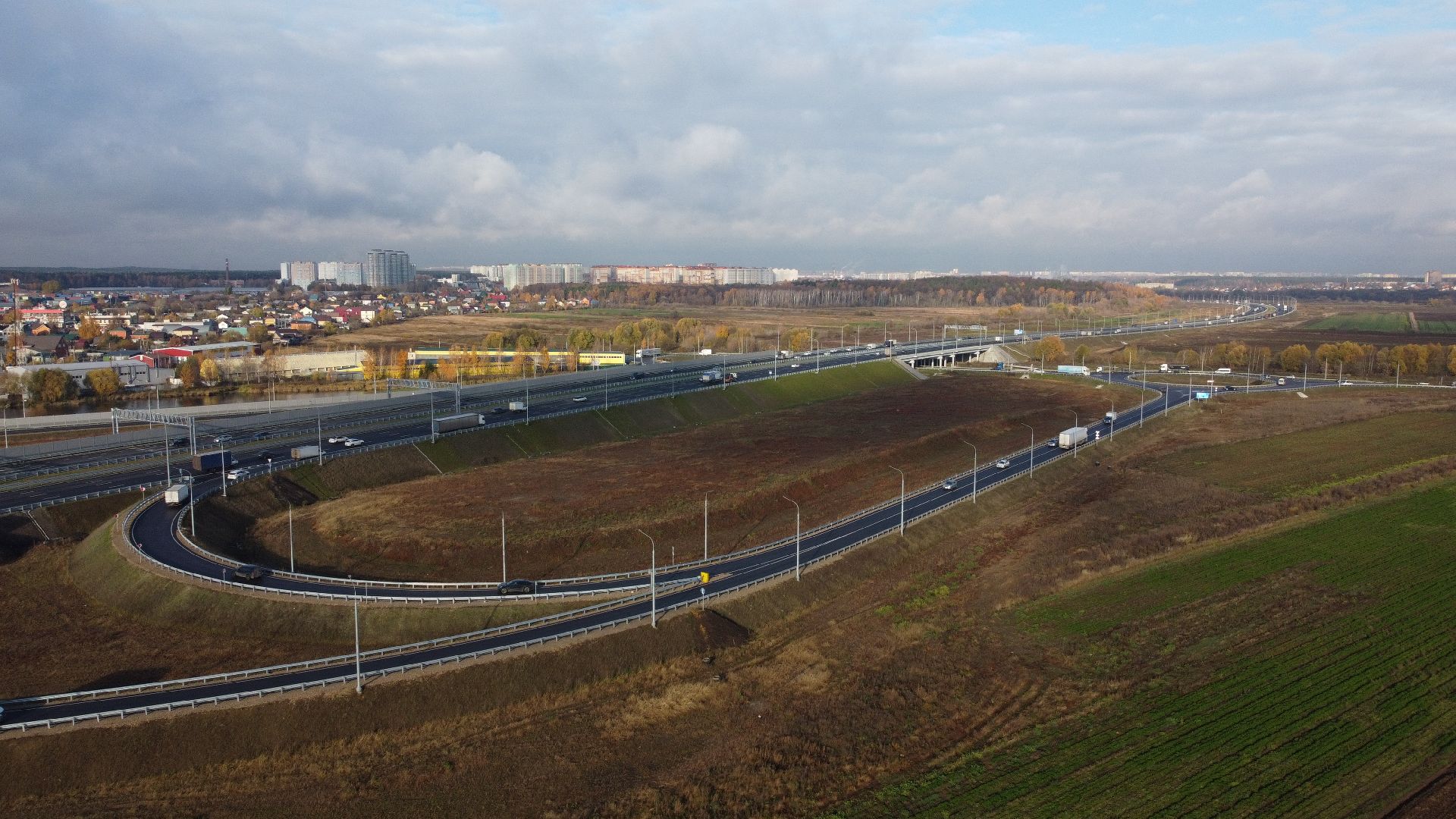 видео с коптера, строительство, дороги,