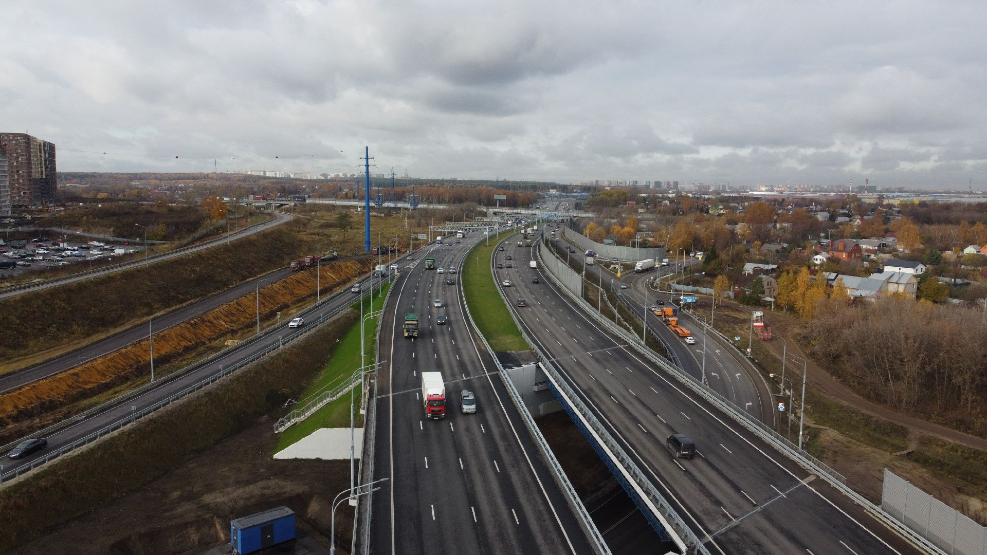 видео с коптера, строительство, дороги,