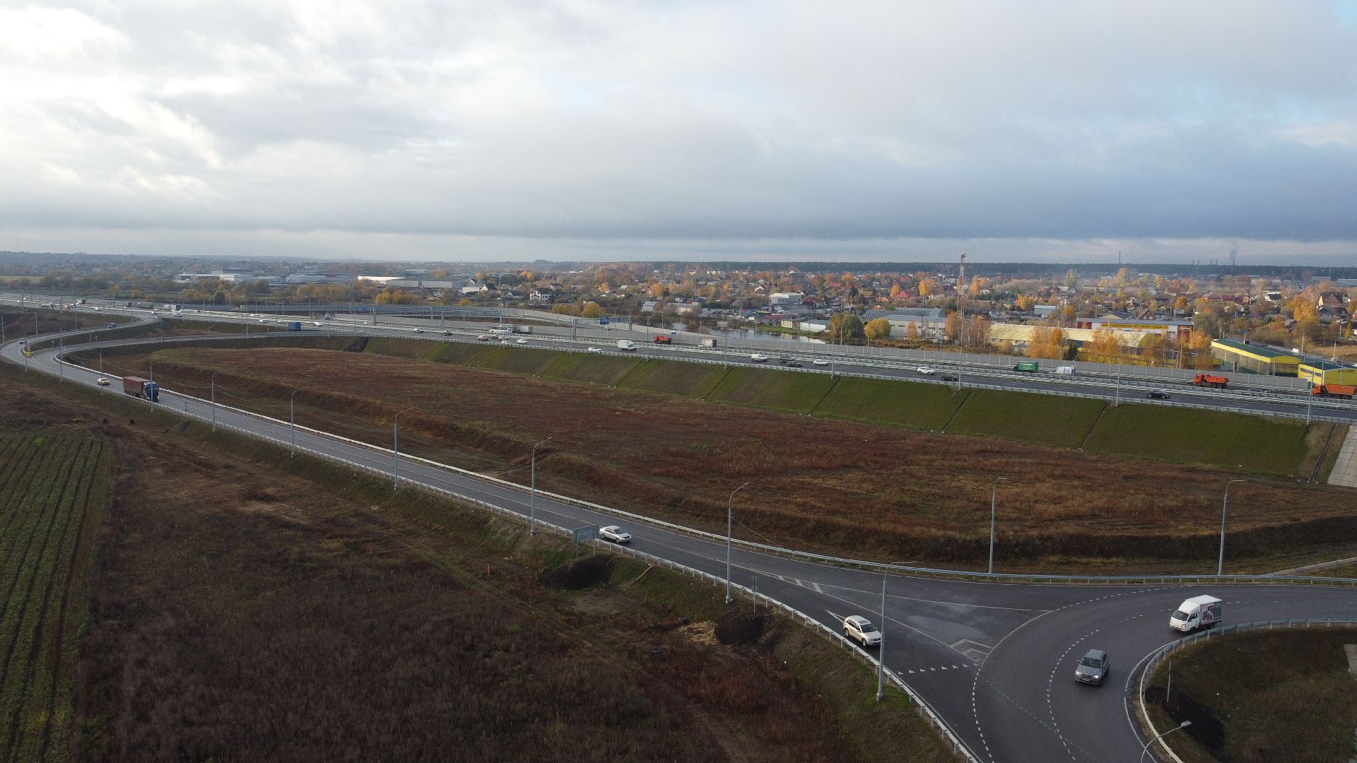 видео с коптера, строительство, дороги,