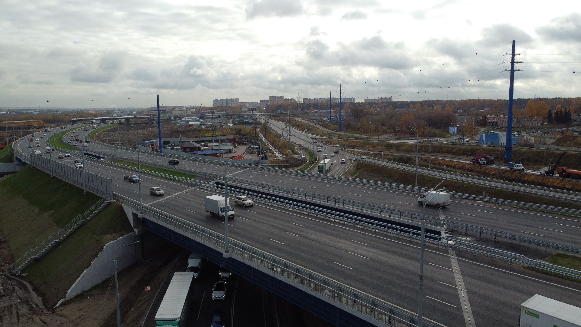 видео с коптера, строительство, дороги,