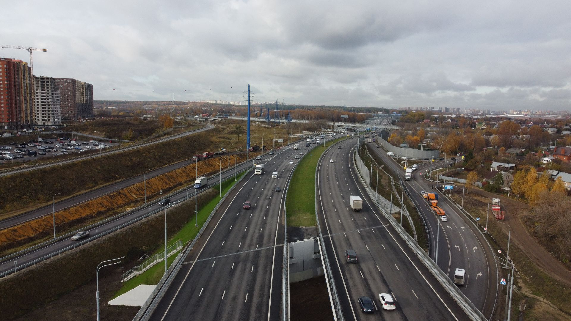 видео с коптера, строительство, дороги,