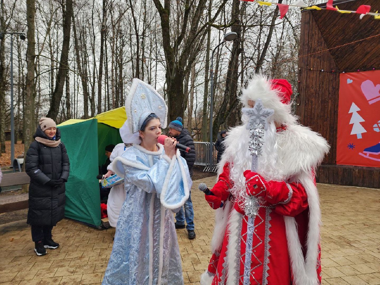 Солнечногорск, Городской парк, Праздник, Жители, день рождения деда мороза, вертикалки,