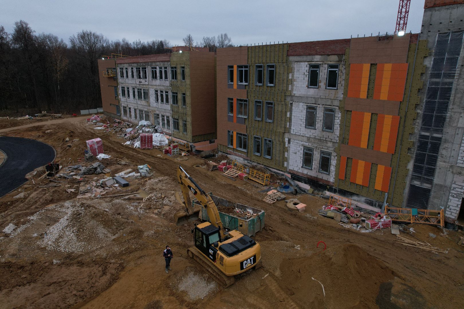подольск, видео с коптера, климовск, школа, строительство, строительство школы,