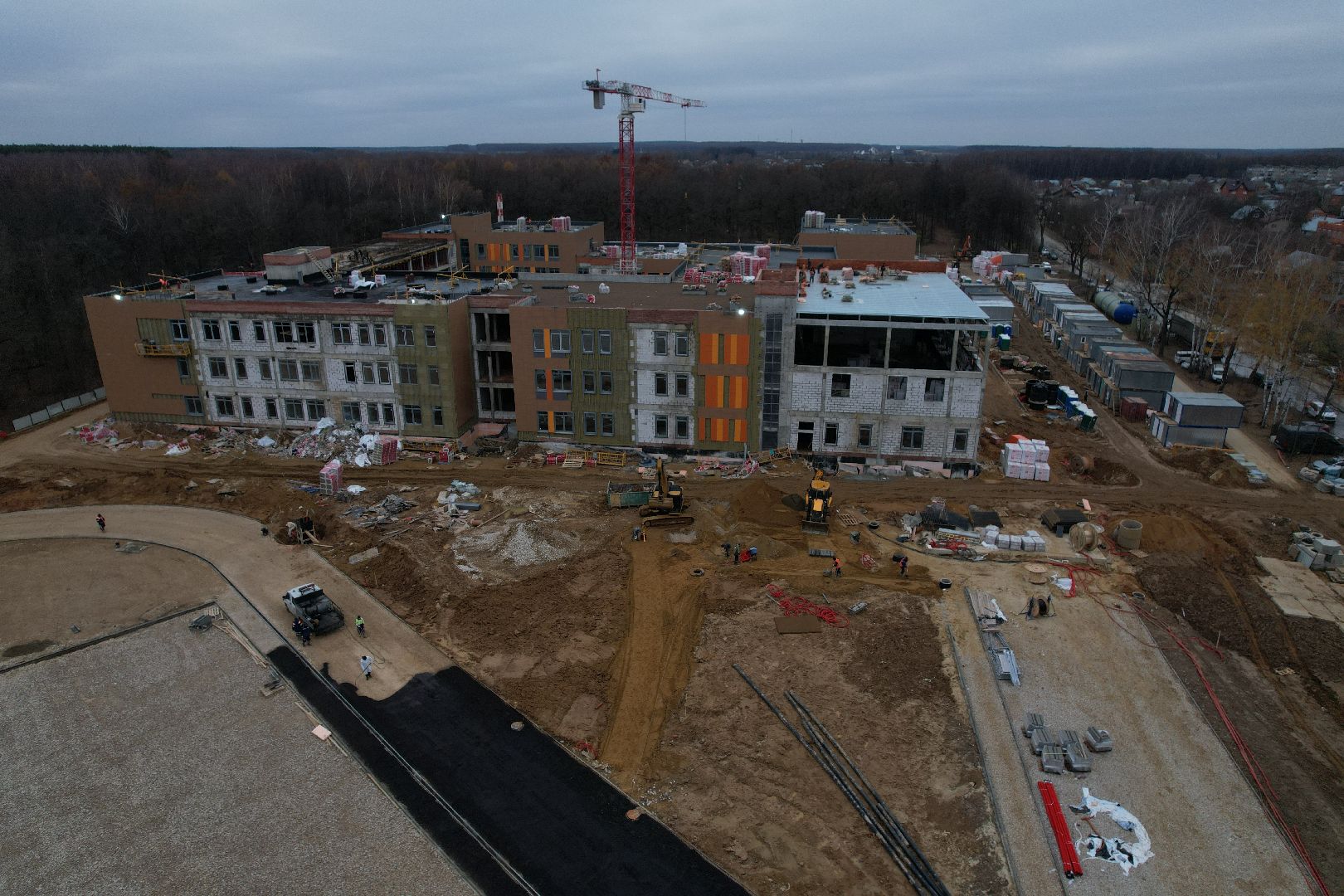 подольск, видео с коптера, климовск, школа, строительство, строительство школы,