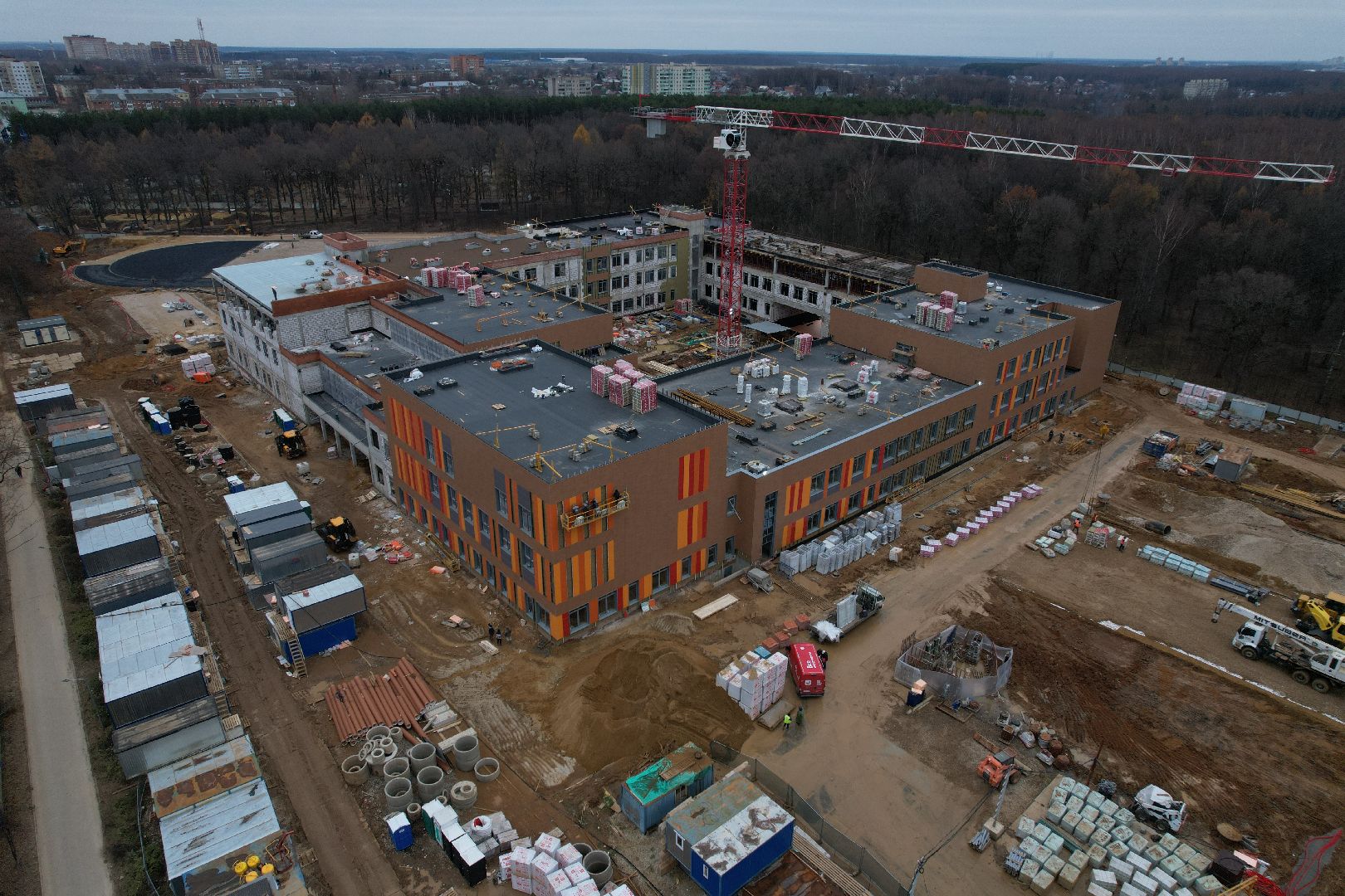 подольск, видео с коптера, климовск, школа, строительство, строительство школы,