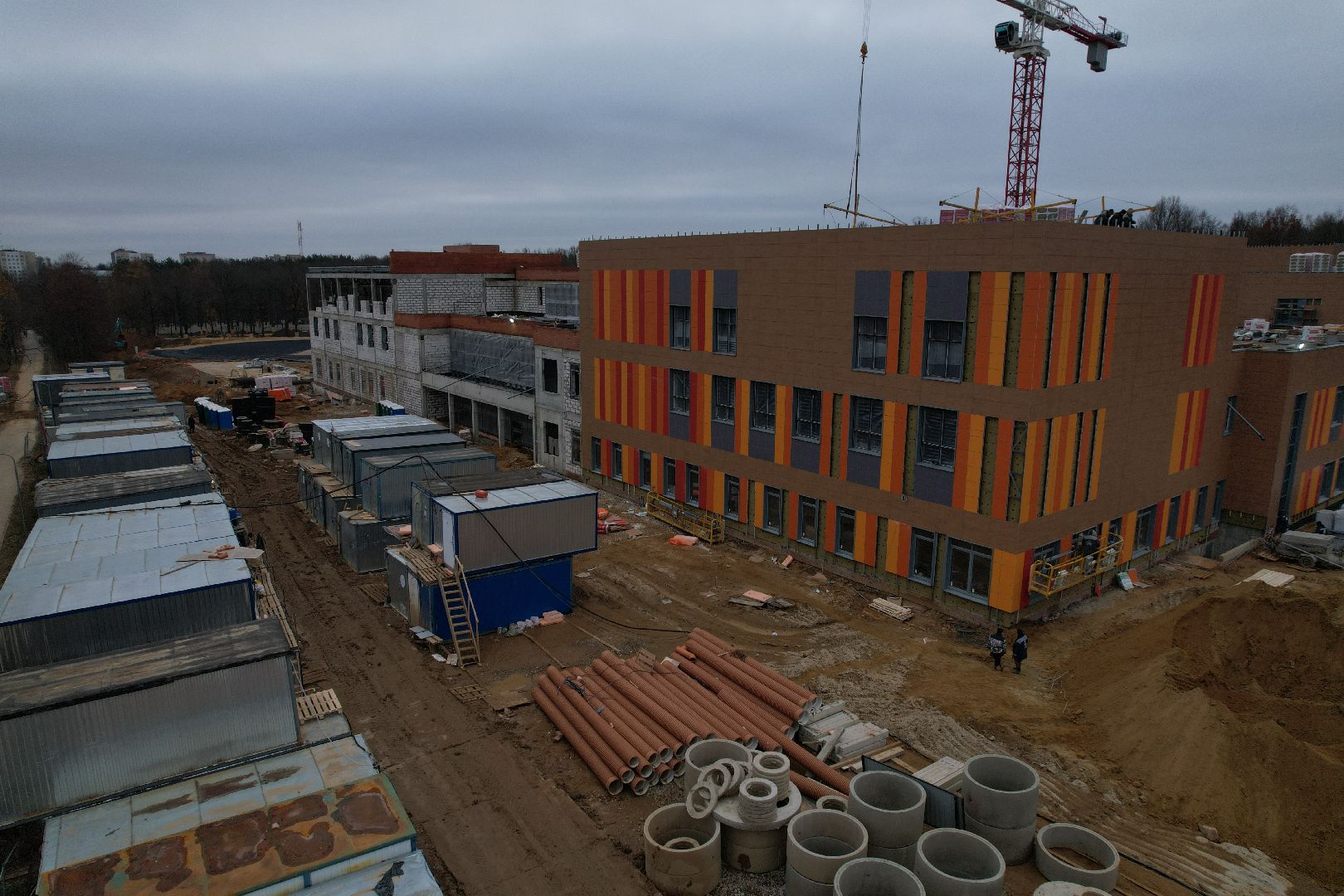 подольск, видео с коптера, климовск, школа, строительство, строительство школы,