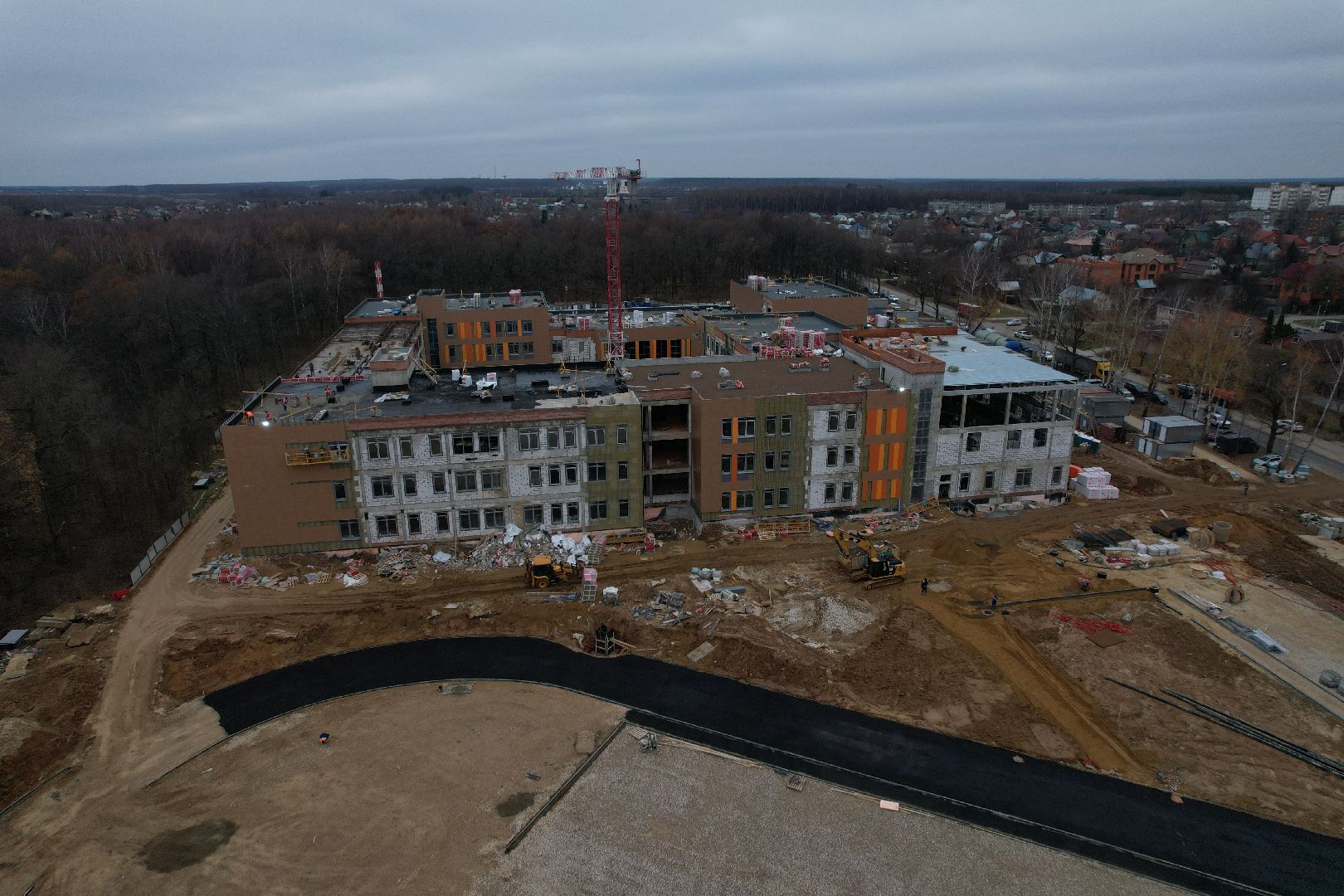 подольск, видео с коптера, климовск, школа, строительство, строительство школы,