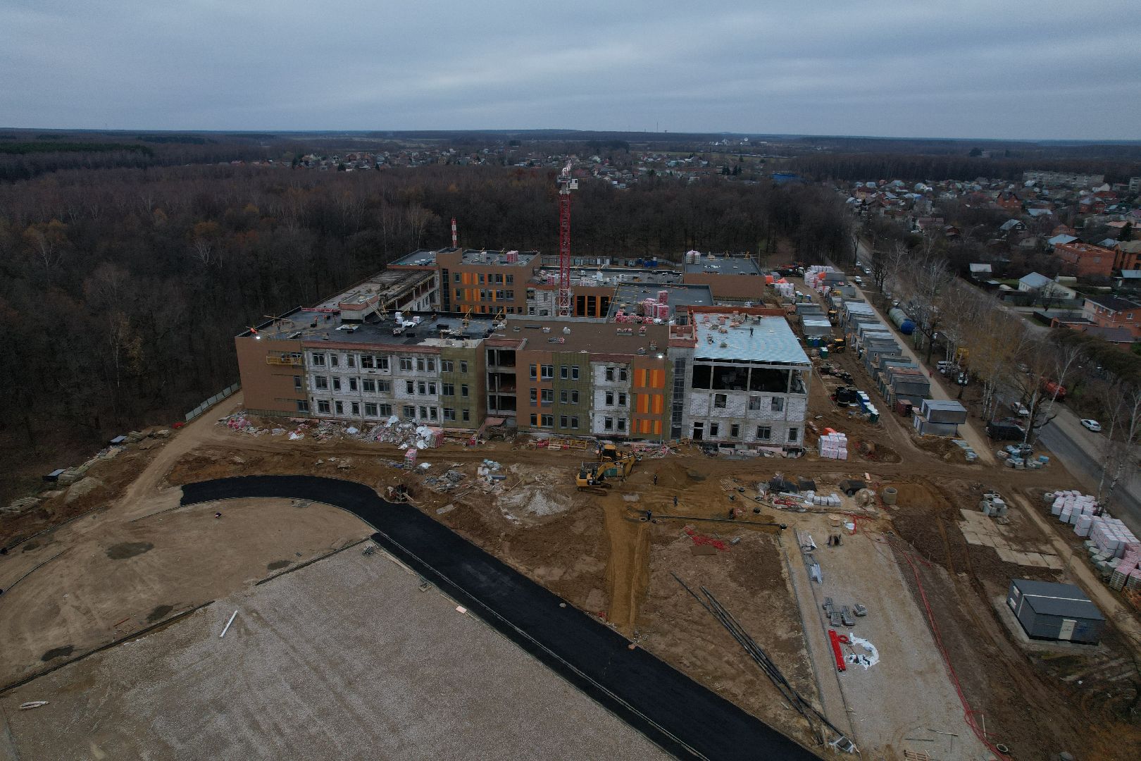 подольск, видео с коптера, климовск, школа, строительство, строительство школы,