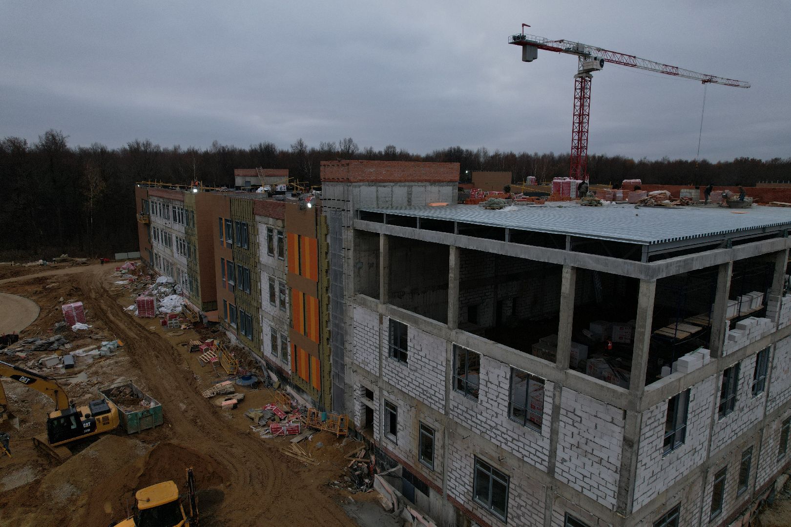 подольск, видео с коптера, климовск, школа, строительство, строительство школы,