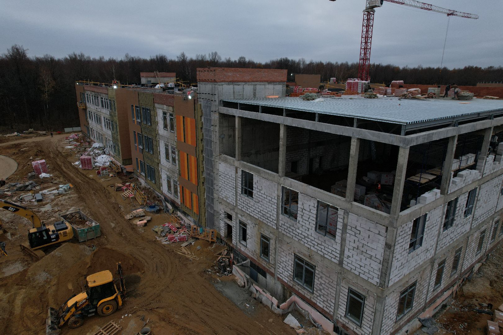 подольск, видео с коптера, климовск, школа, строительство, строительство школы,