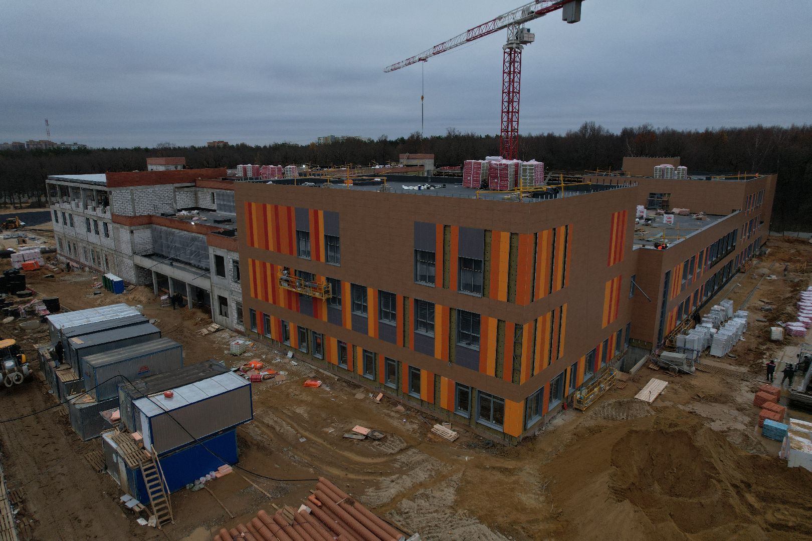 подольск, видео с коптера, климовск, школа, строительство, строительство школы,