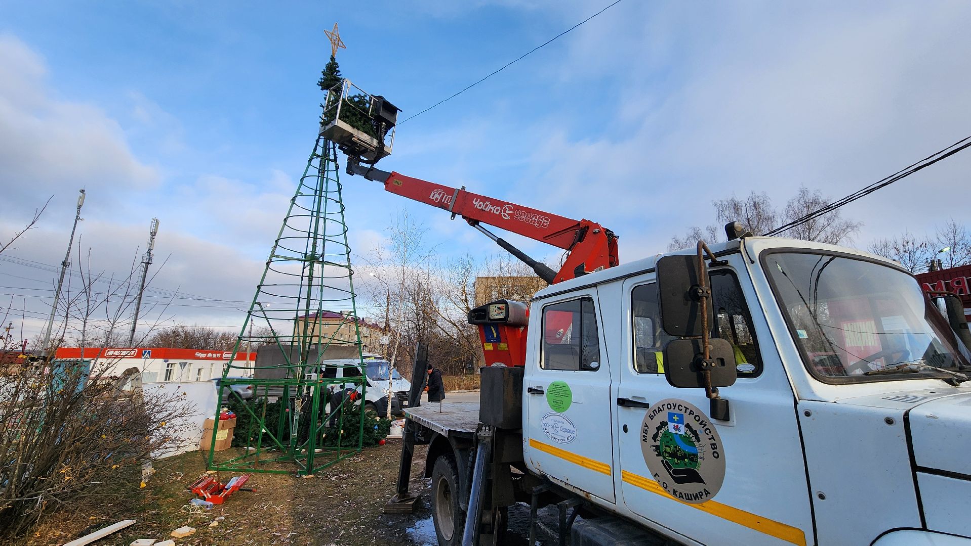 кашира, новогодняя елка, украшение города, вертикалки,
