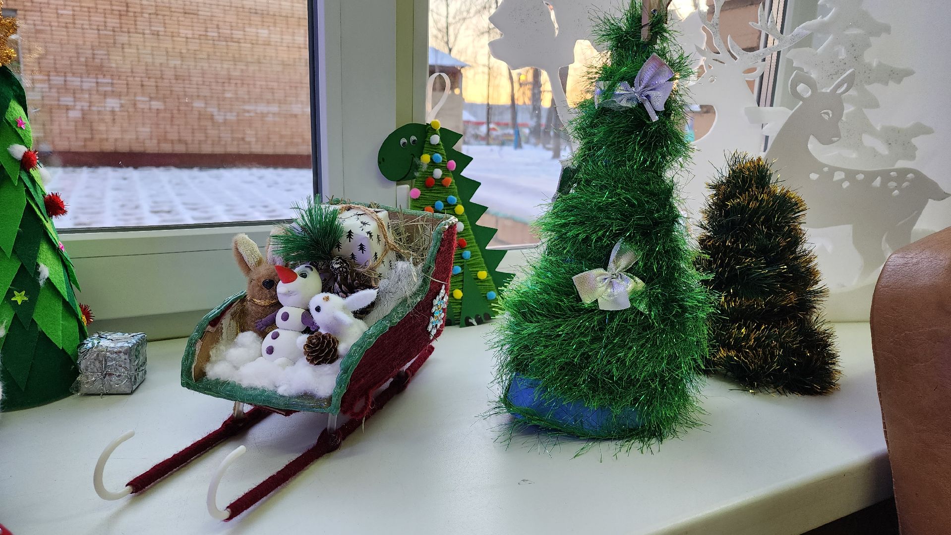 детский сад, Украшения, снеговик, Лобня, вертикалки,