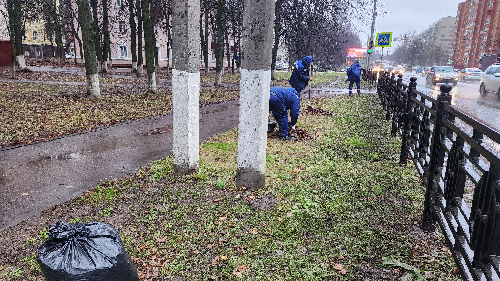 Домодедово, Подмосковье, Листва, уборка дворов осенью, Уборка листвы, Благоустройство, ЖКХ, коммунальная служба, вертикалки,