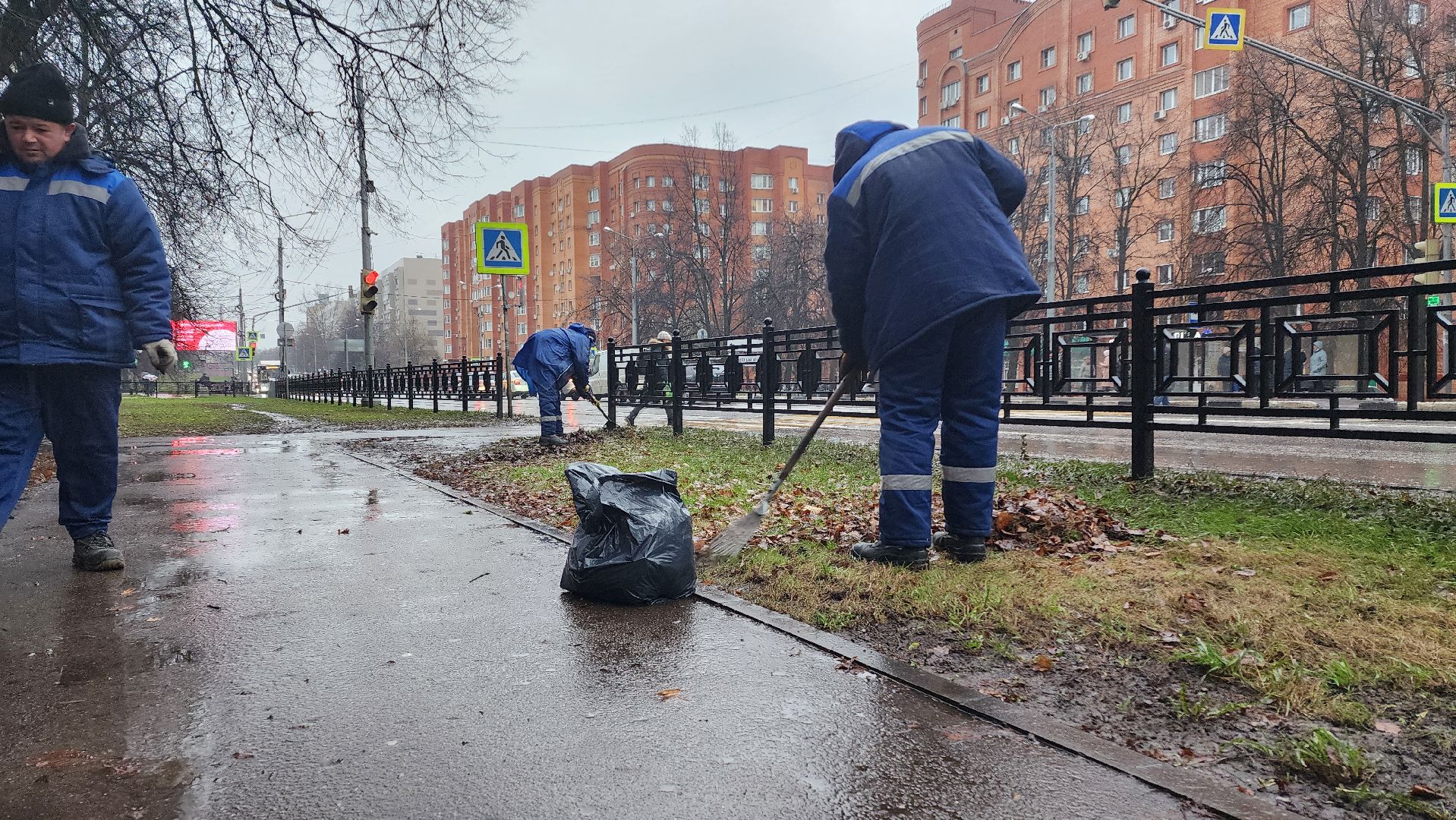 Домодедово, Подмосковье, Листва, уборка дворов осенью, Уборка листвы, Благоустройство, ЖКХ, коммунальная служба, вертикалки,