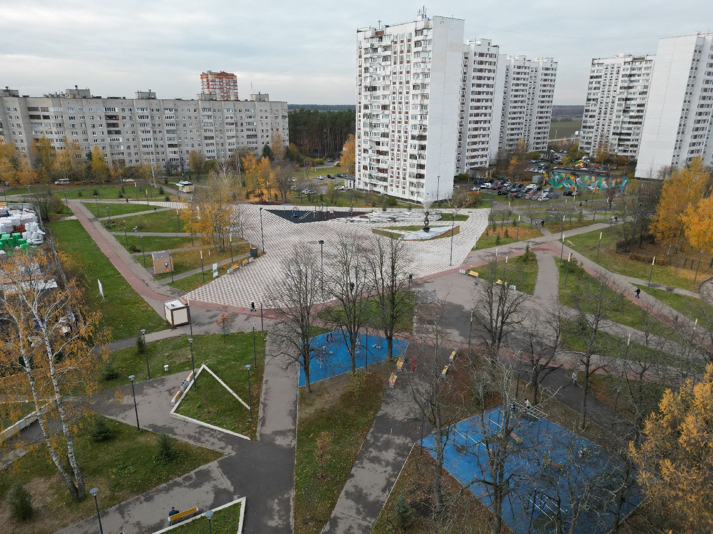 видео с коптера, черноголовка, парк,