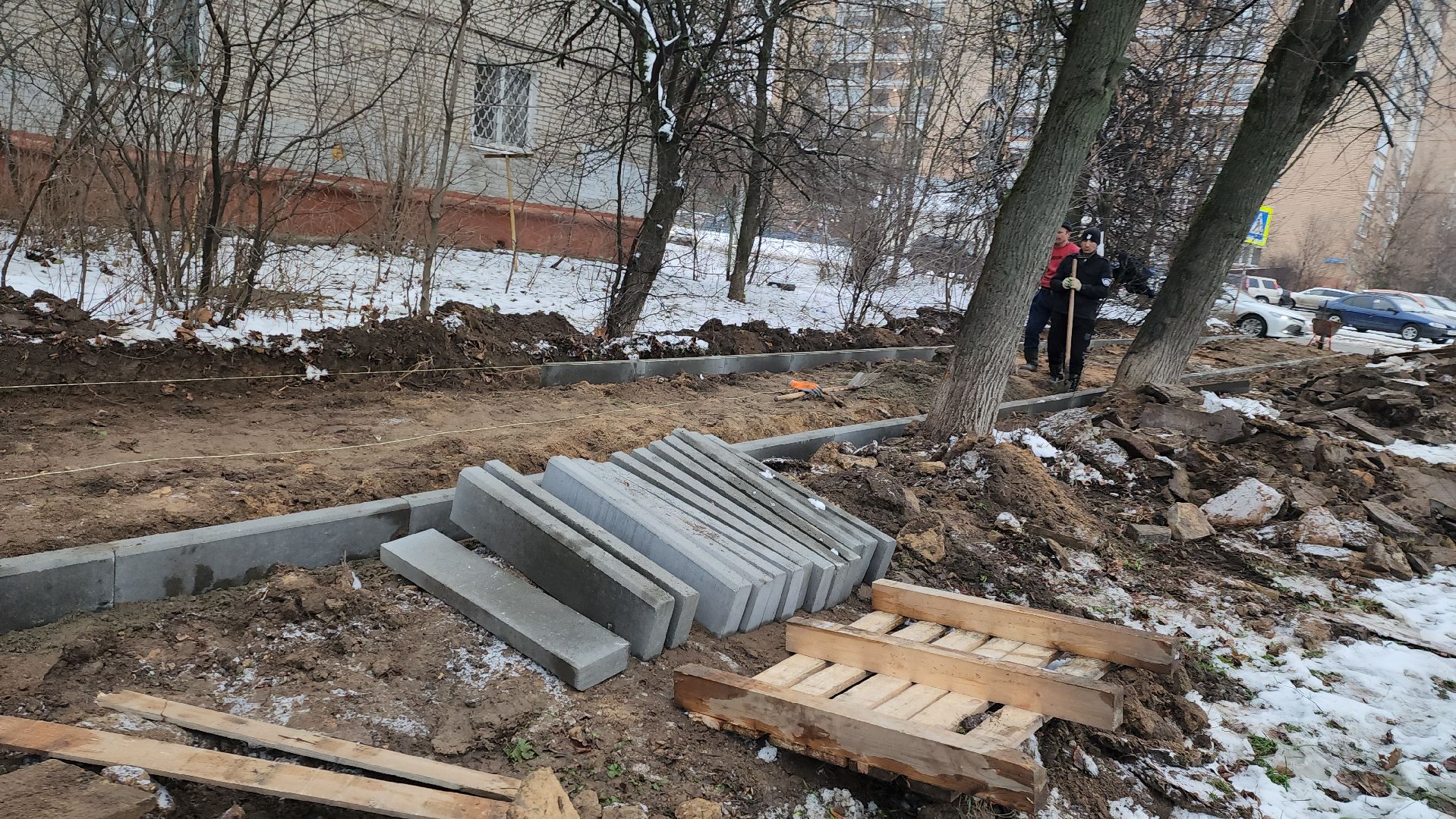 тротуар, Установка бордюров, ремонт дорог, Лобня, вертикалки,