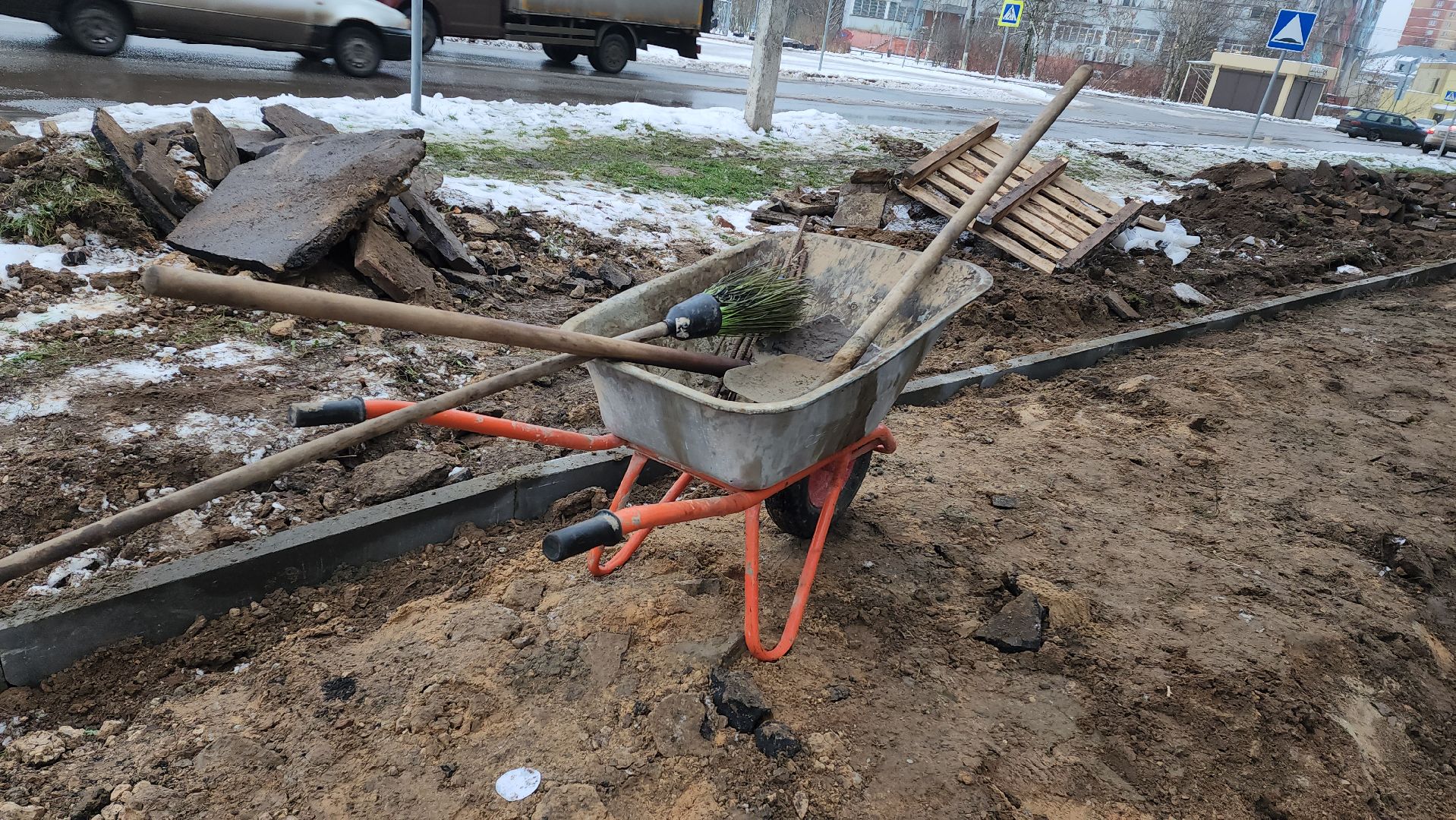 тротуар, Установка бордюров, ремонт дорог, Лобня, вертикалки,
