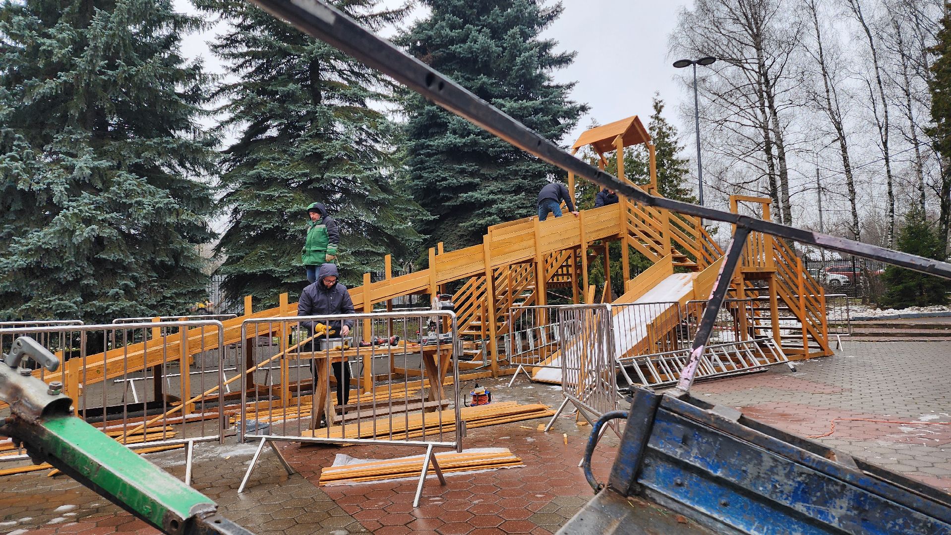 подмосковье, Домодедово, Деревянная горка, парк Елочки, зима в подмосковье, Зима, Зимние забавы, вертикалки,