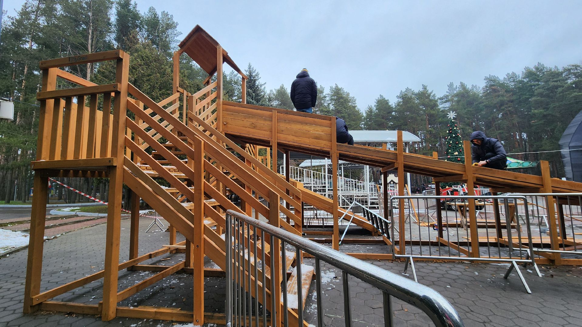 подмосковье, Домодедово, Деревянная горка, парк Елочки, зима в подмосковье, Зима, Зимние забавы, вертикалки,