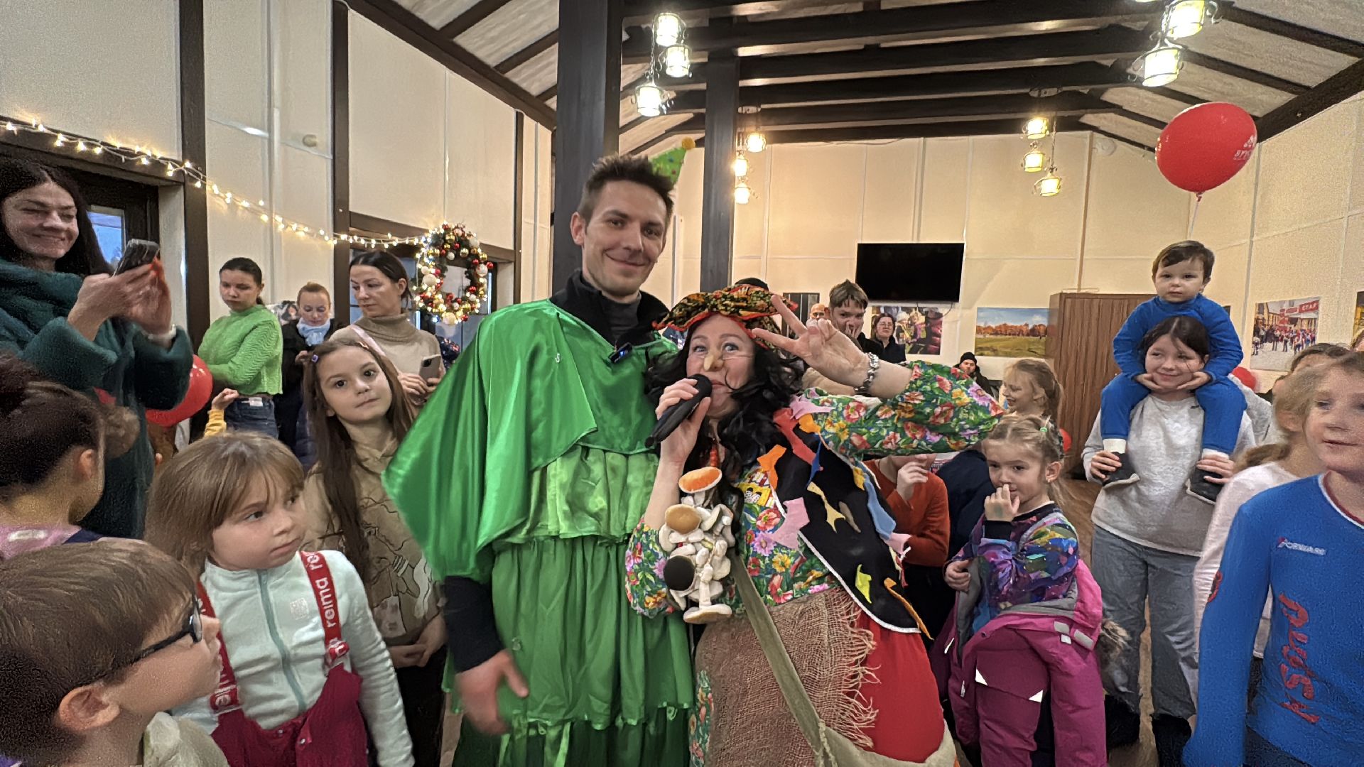 Одинцовский парк, зима в подмосковье, открытие сезона, Вертикалка, дед мороз и снегурочка,