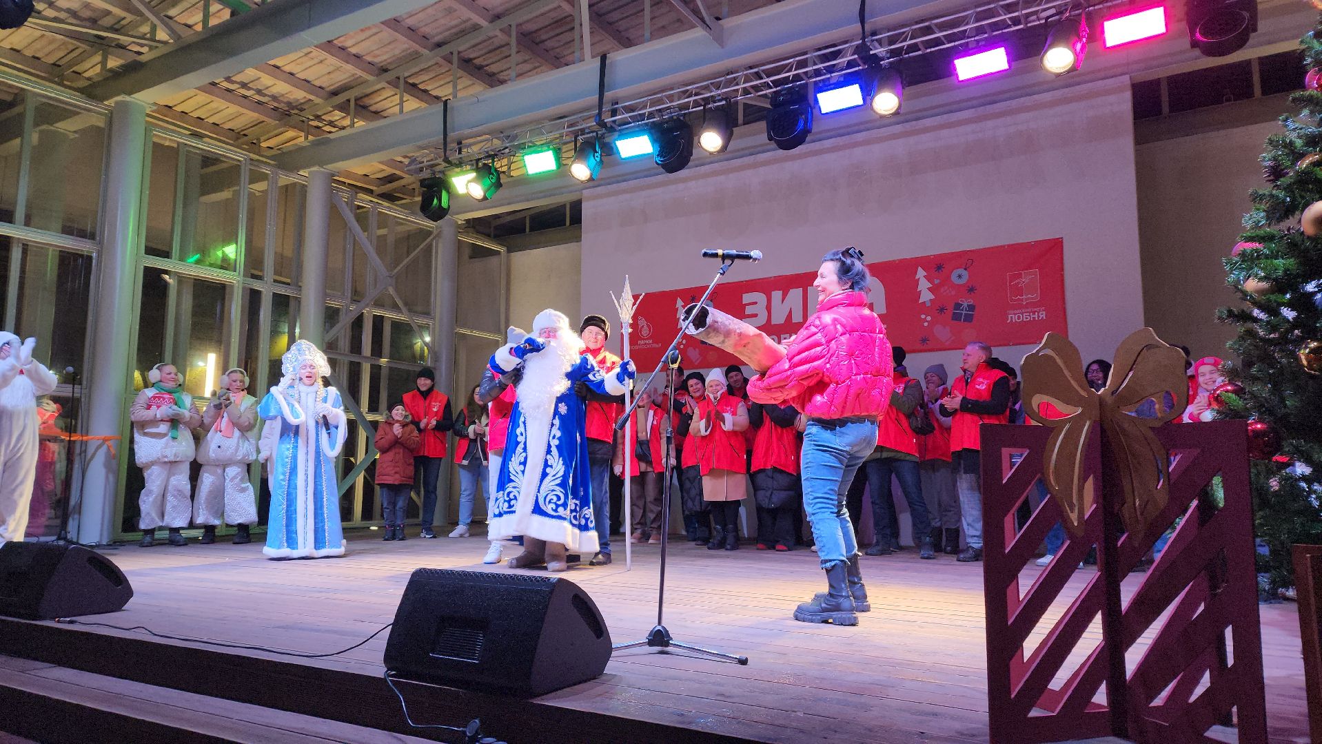 Зима, дед мороз и снегурочка, Лобня, Елка, Зима в Подмосковье, вертикалки,