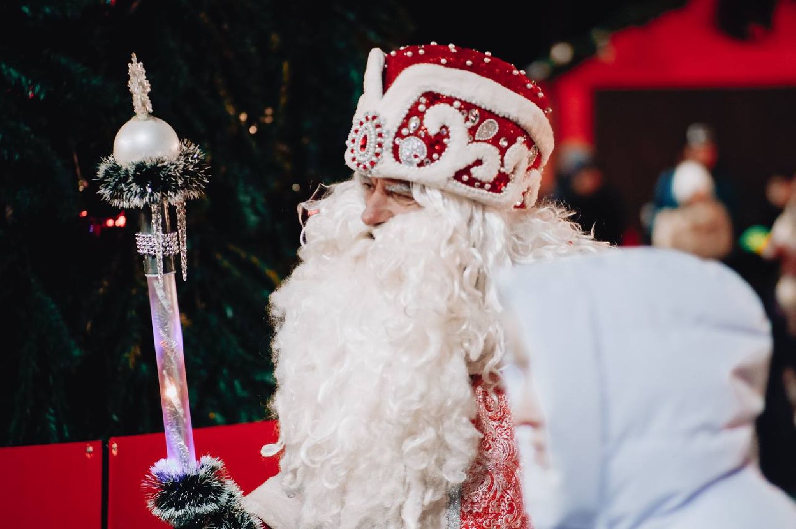 парк, новогодняя елка, гирлянды, дед мороз и снегурочка, вертикалки,