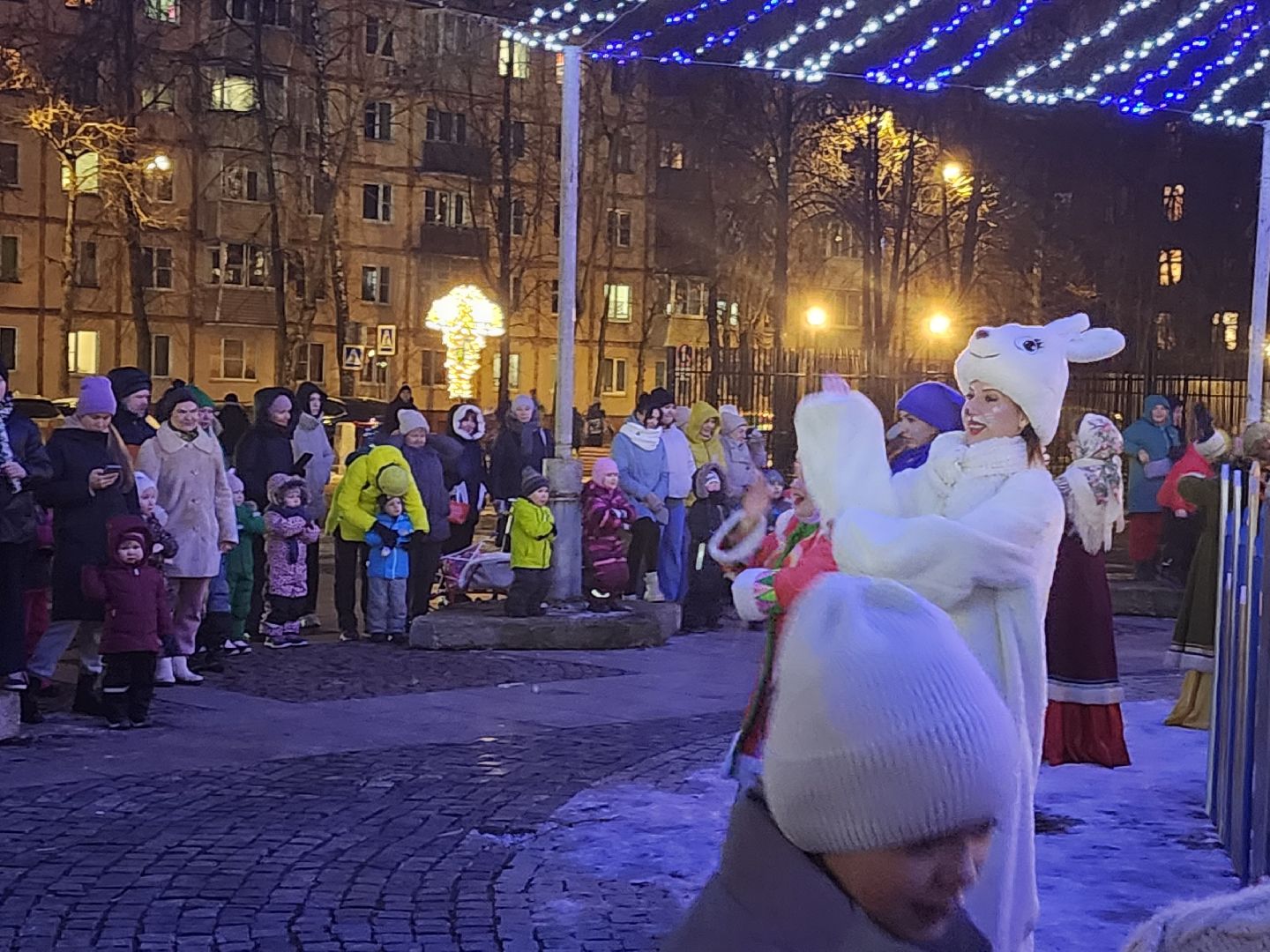 долгопрудный, Елки, церемония зажжения елок, дед мороз и снегурочка, вертикалки,