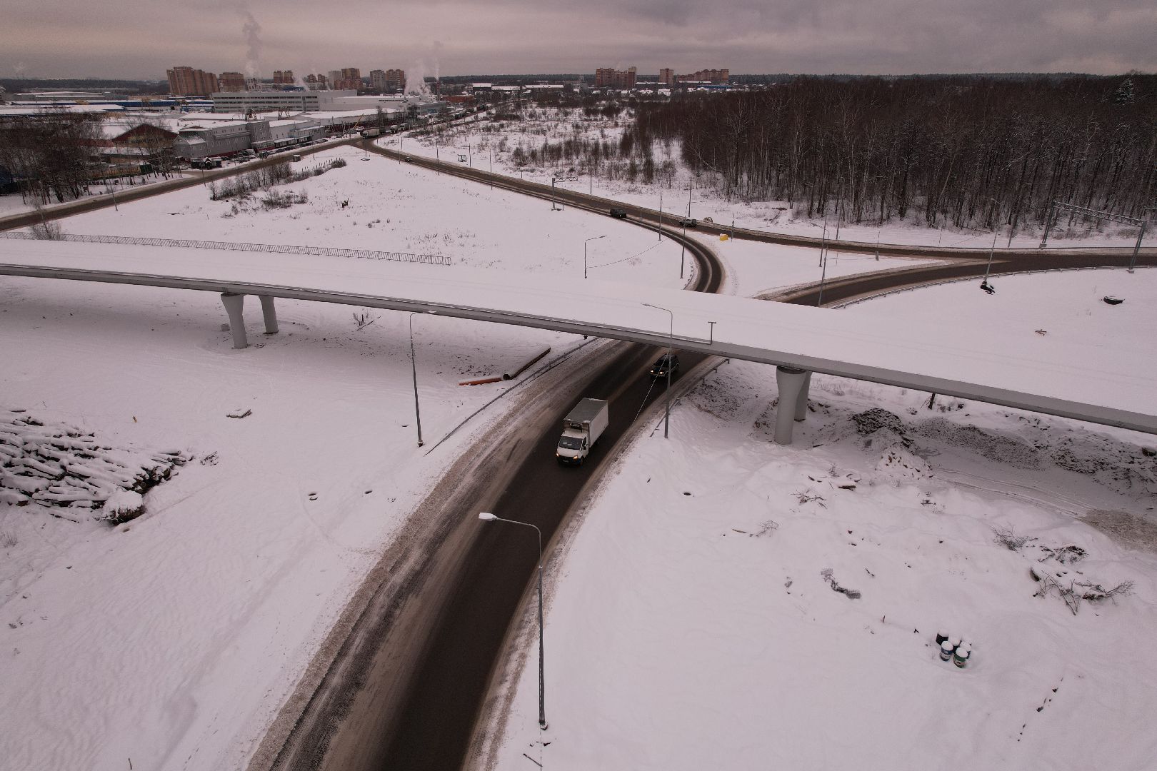 видео с коптера, дороги, лобня,