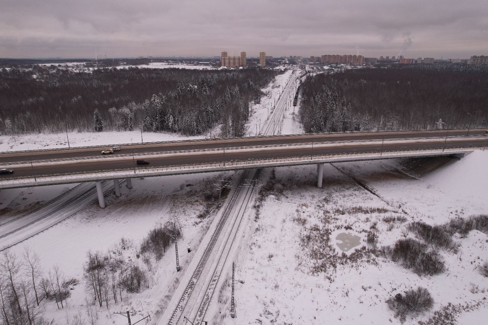 видео с коптера, дороги, лобня,