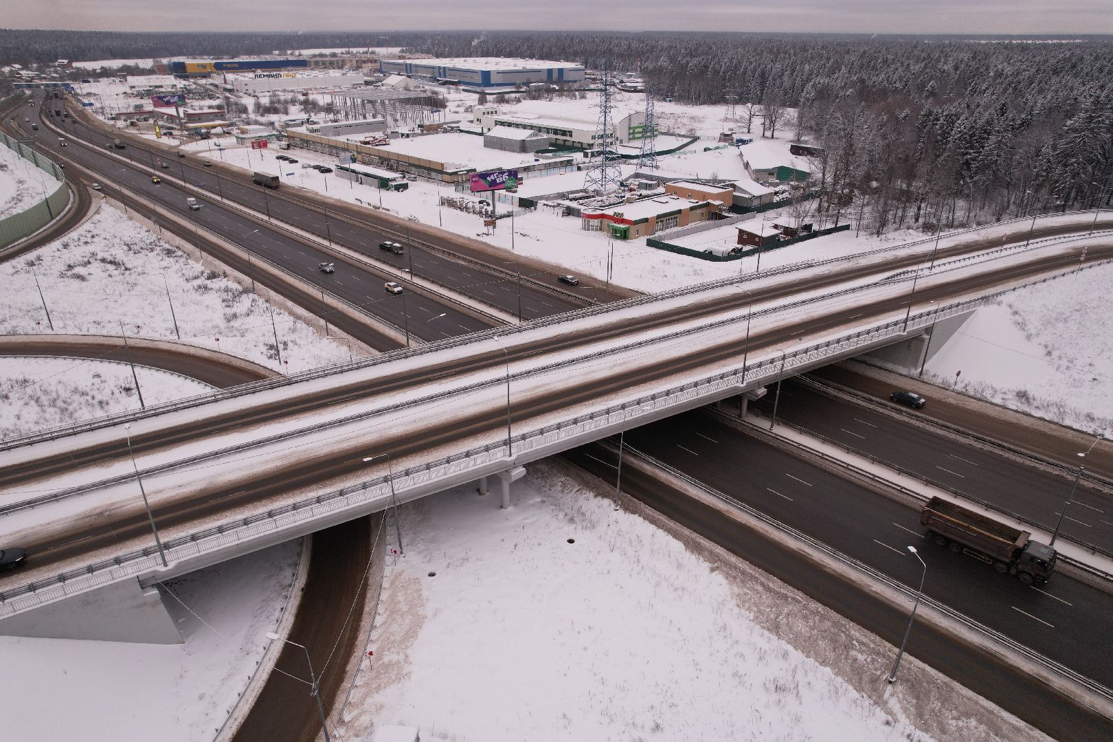видео с коптера, дороги, лобня,