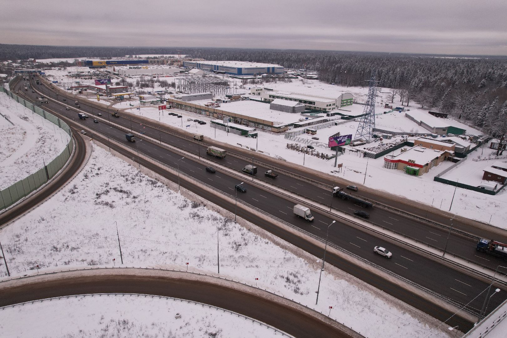 видео с коптера, дороги, лобня,