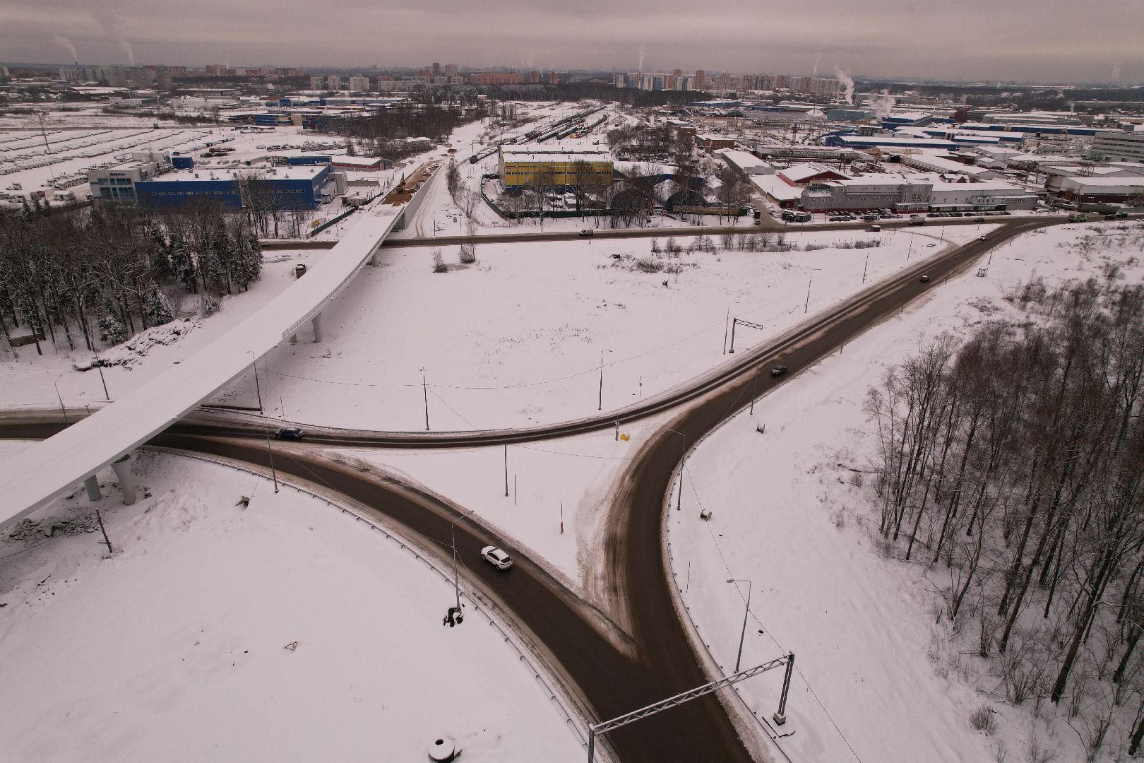 видео с коптера, дороги, лобня,