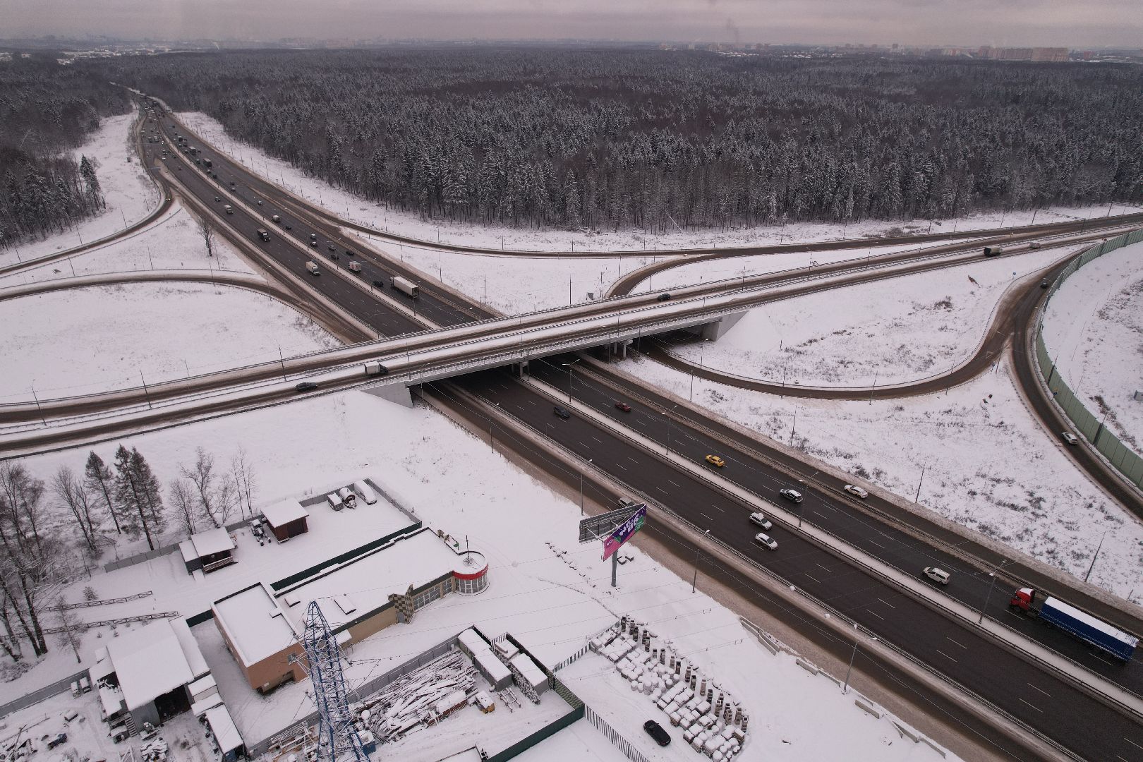 видео с коптера, дороги, лобня,