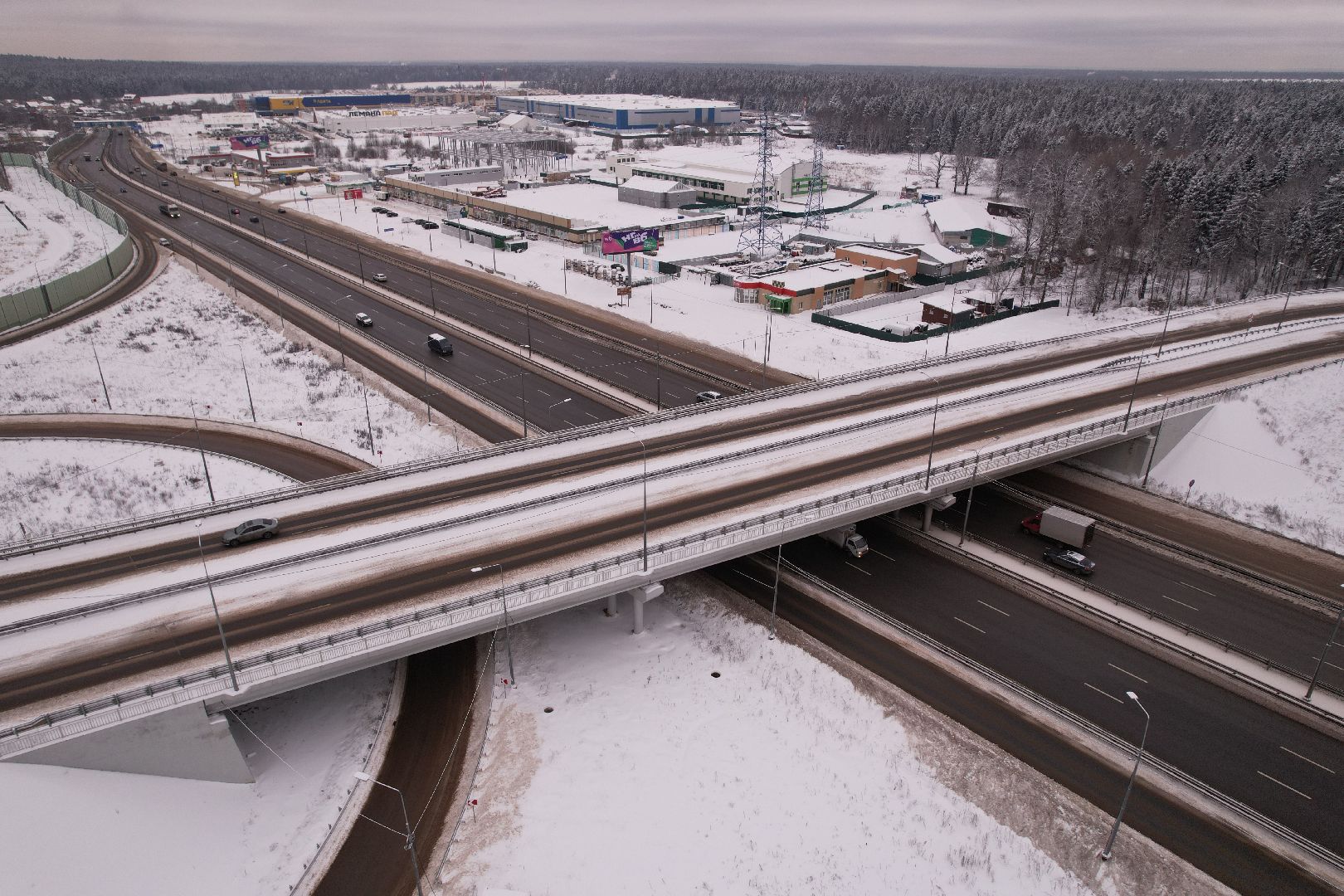 видео с коптера, дороги, лобня,