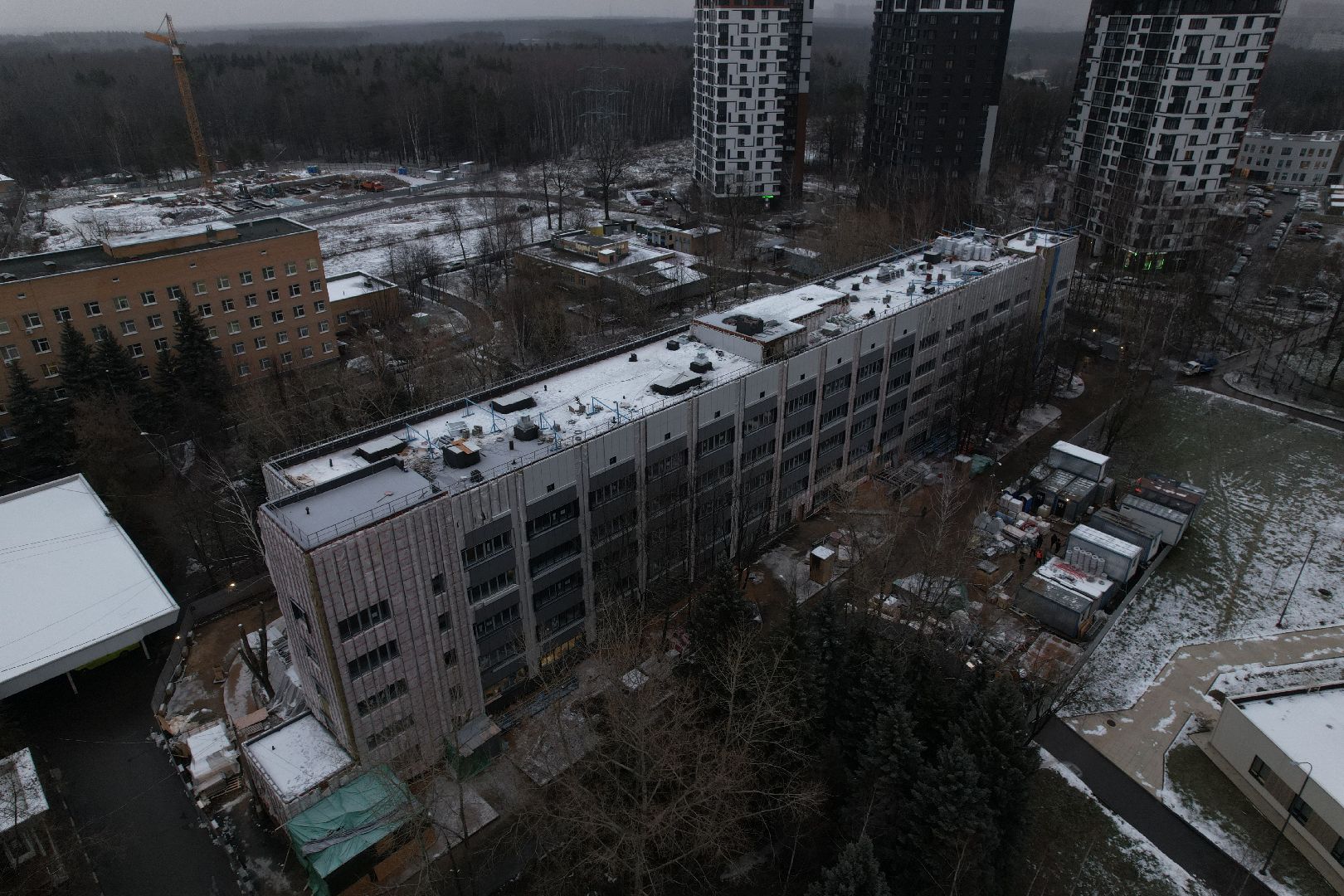 видео с коптера, одинцово, строительство, больница,