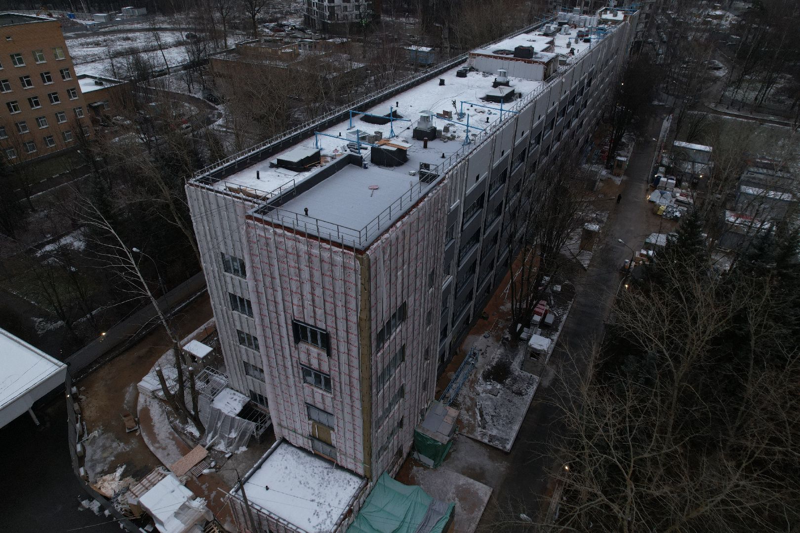 видео с коптера, одинцово, строительство, больница,