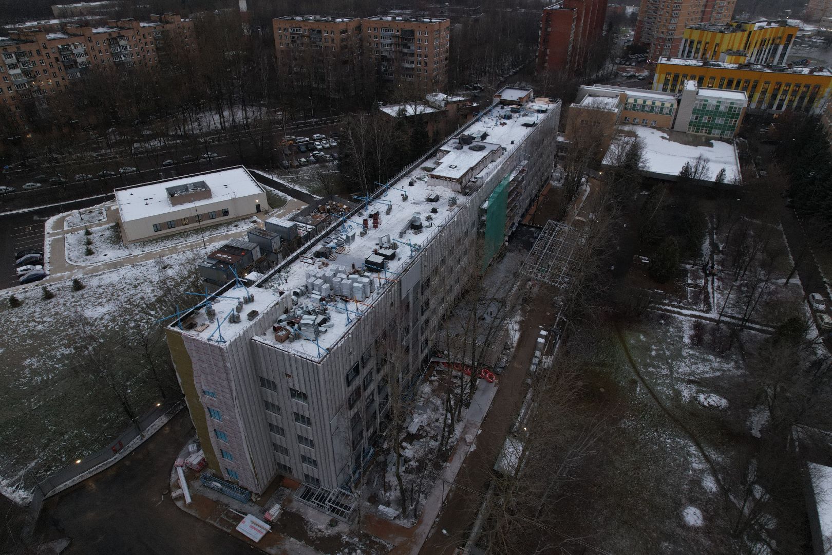 видео с коптера, одинцово, строительство, больница,