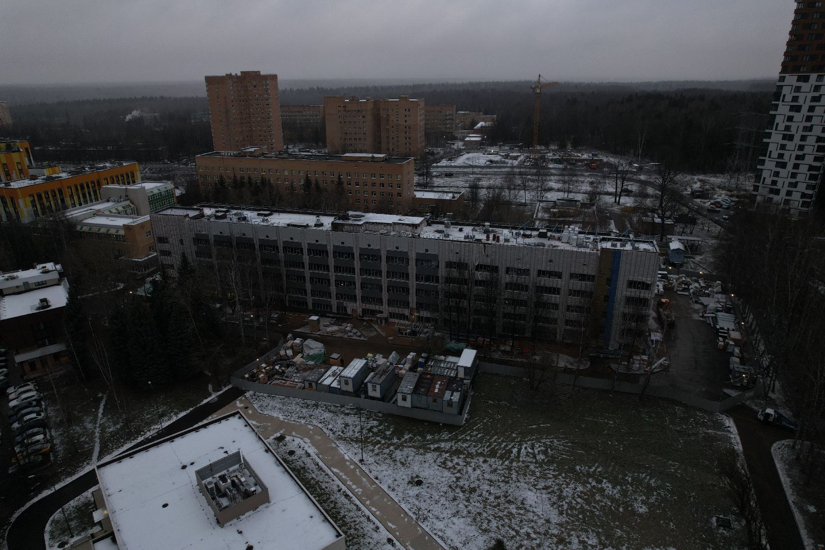 видео с коптера, одинцово, строительство, больница,