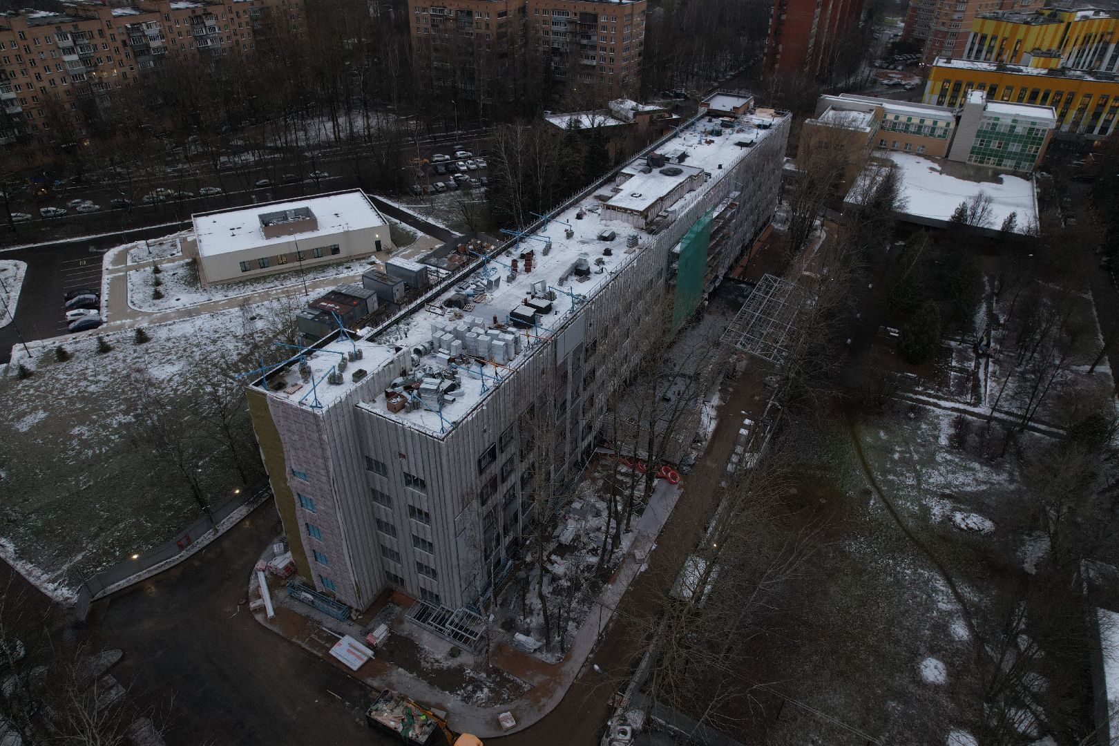 видео с коптера, одинцово, строительство, больница,