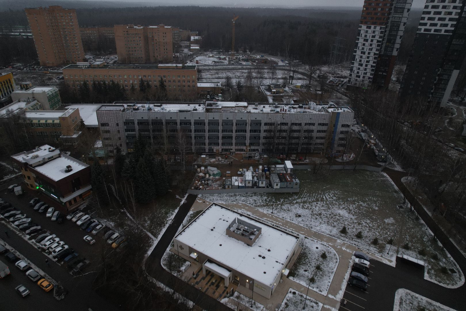 видео с коптера, одинцово, строительство, больница,